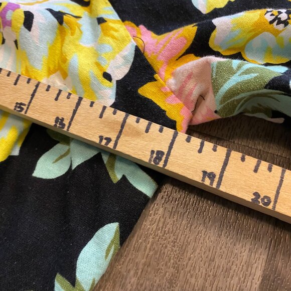 Who What Wear Floral Long Sleeve Cropped Peasant Blouse Size Medium Linen Blend - Picture 7 of 9